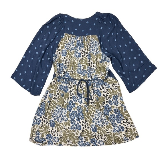 Free People Blue Talulla Printed 3/4 Sleeve V-Neck Mini Dress - Picture 6 of 6